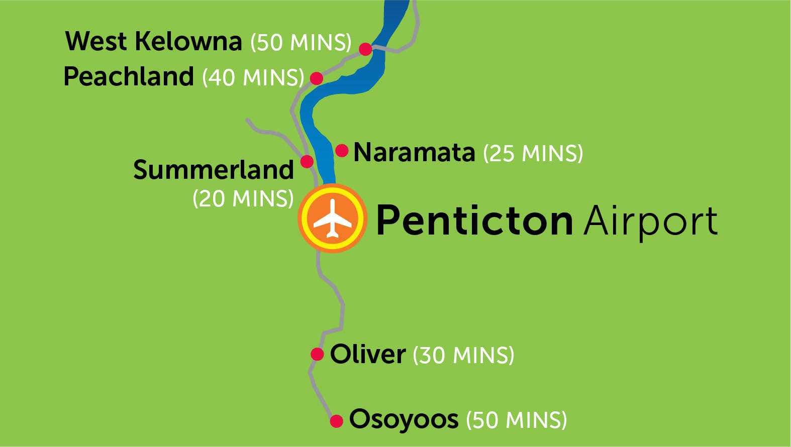 Penticton Airport Location Map