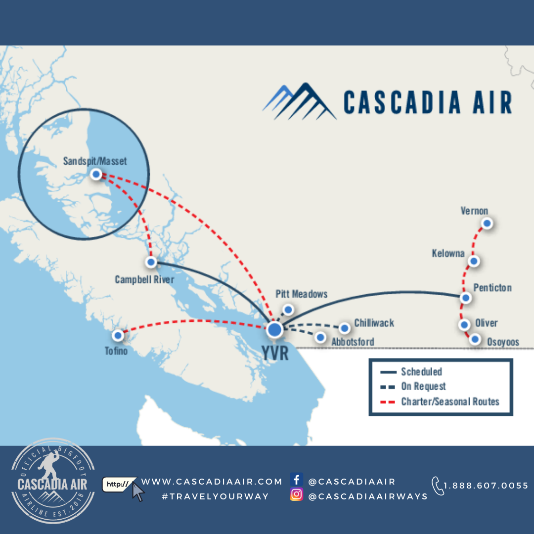 Cascadia Air routes